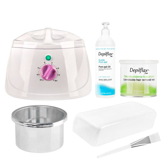 Tin Wax Heater Set Tulipan with Wax and Strips