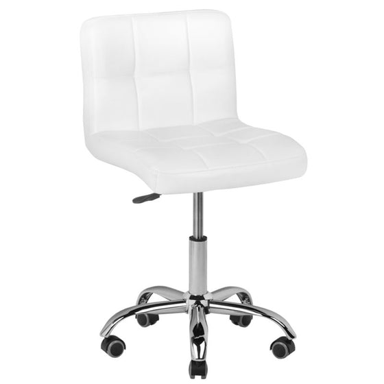 Salon Stool, Adjustable - White