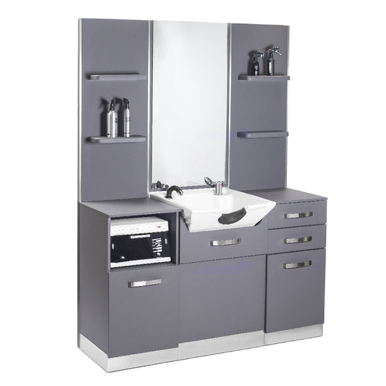 Styling Station Gabbiano B085 with Basin - Grey