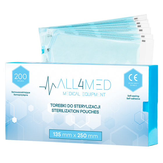 Sterilisation Pouches All4Med 135 × 250 mm - Blue
