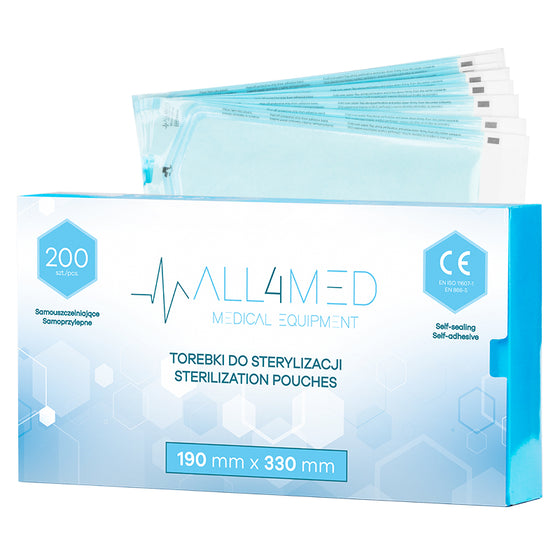 Sterilisation Pouches All4Med 190 × 330 mm - Blue