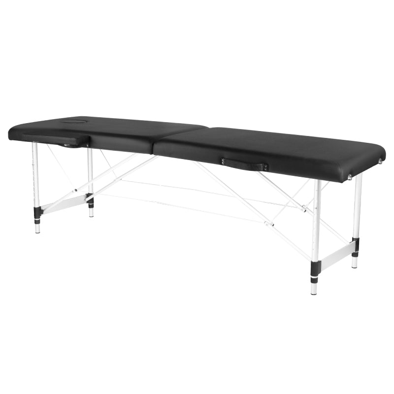 Massagetafel Inklapbaar Aluminium Komfort Activ Fizjo 2 Zones Zwart