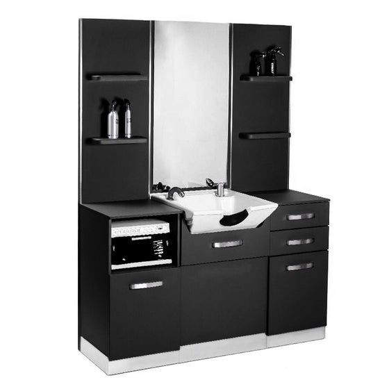 Styling Station Gabbiano B085 with Basin - Black