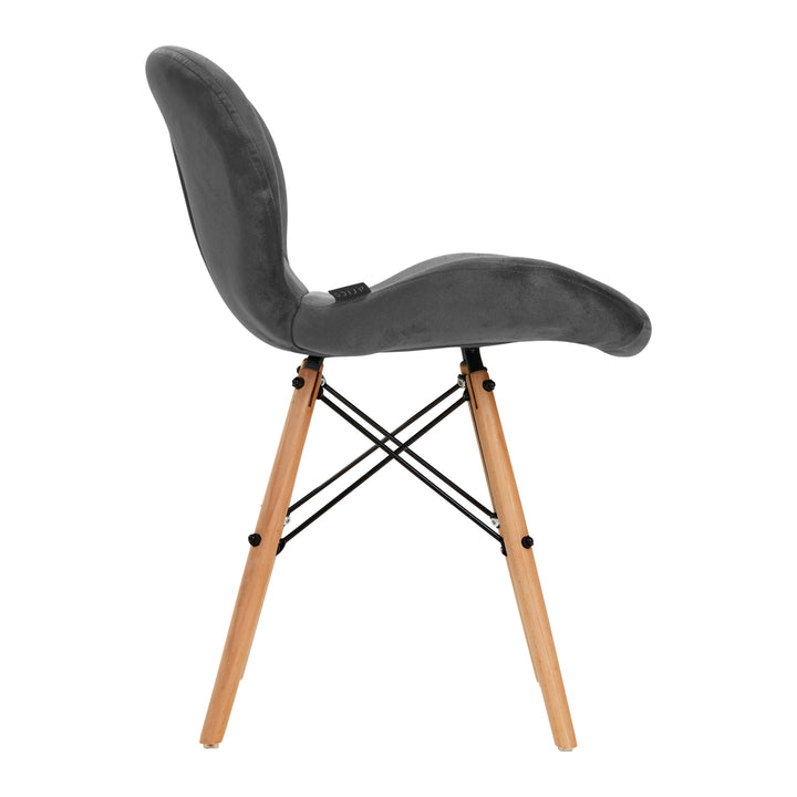 Salonstoel Fluweel Hout 4Rico QS-186 Grijs - afbeelding 2
