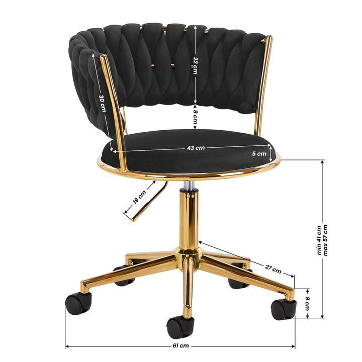 Salonstoel met Wielen Fluweel 4Rico QS-GW01G Zwart - afbeelding 9