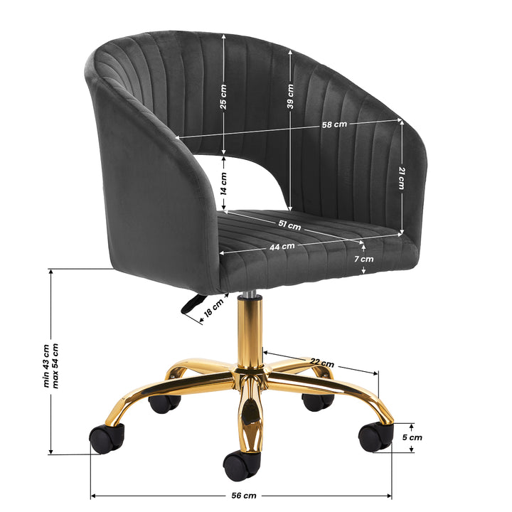 Salonstoel met Wielen Fluweel 4Rico QS-OF212G Grijs - afbeelding 9