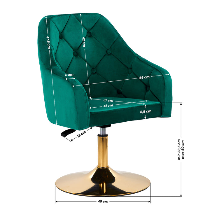 Draaistoel Fluweel Verstelbaar 4Rico QS-BL14G Groen - afbeelding 9