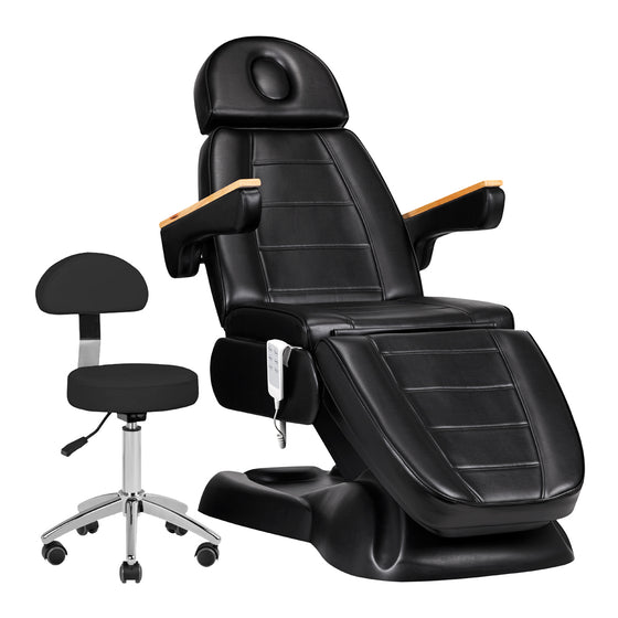 Electric Treatment Chair Sillon Lux 273B, 3 Motors with Stool - Black