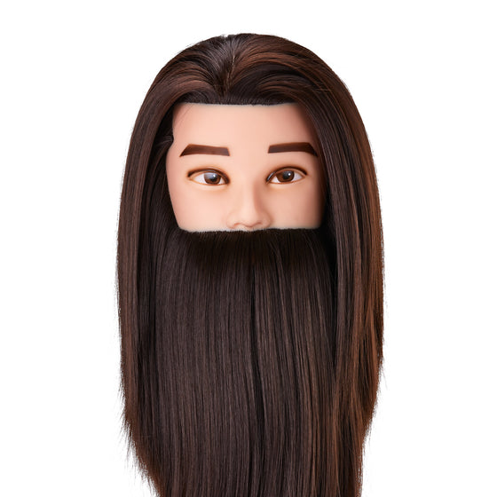 Hairdressing Mannequin Head with Beard Gabbiano WZ4 Synthetic Hair - Brown