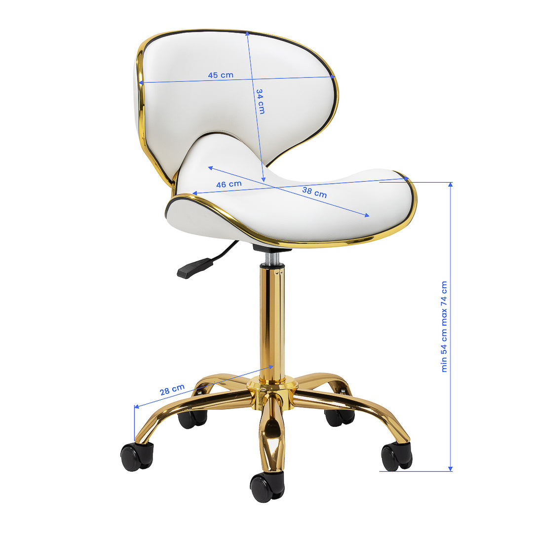 Salonstoel met Wielen Verstelbaar Gabbiano Q-4599 Goud-Wit - afbeelding 8