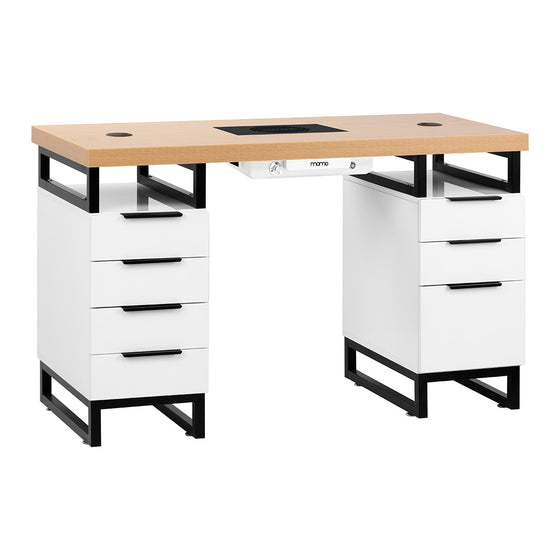 Manicure Table Momo L02 with Dust Extraction - Wood, White and Black