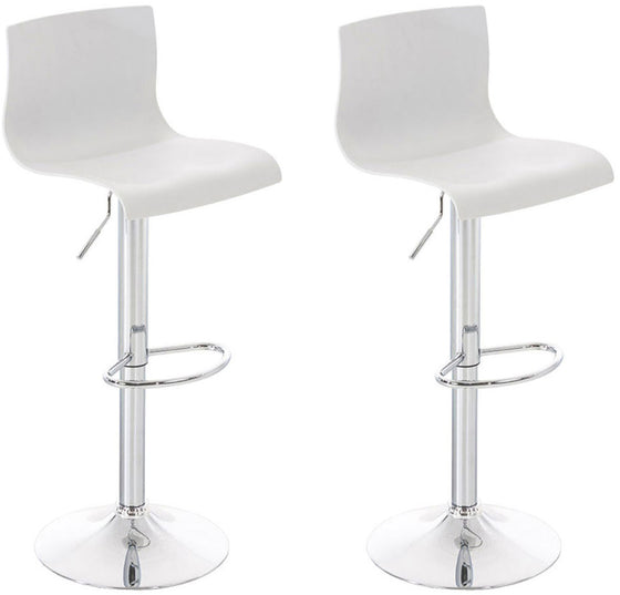 Set of 2 Bar Stools with Backrests, Adjustable and Swivelling - White