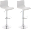 Set of 2 Bar Stools with Backrests, Adjustable and Swivelling - White