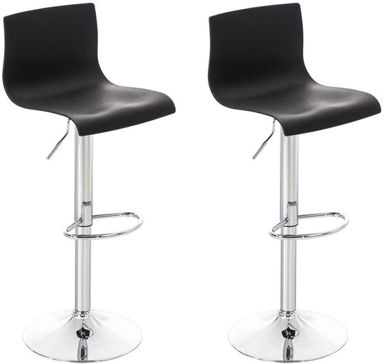 Set of 2 Bar Stools with Backrests, Adjustable and Swivelling - Black