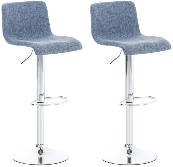 Bar Stool Set of 2, Adjustable and Swivelling - Blue