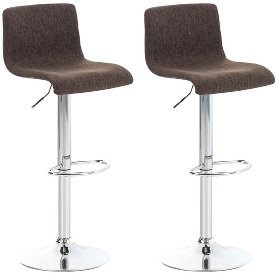 Bar Stool Set of 2, Adjustable and Swivelling - Brown