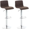 Bar Stool Set of 2, Adjustable and Swivelling - Brown