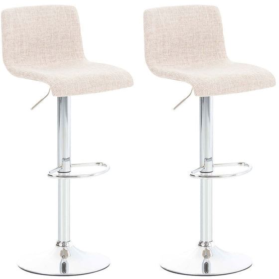 Bar Stool Set of 2, Adjustable and Swivelling - Cream