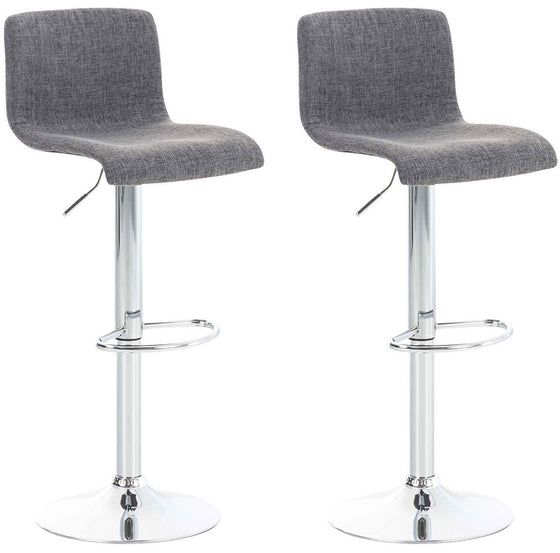 Bar Stool Set of 2, Adjustable and Swivelling - Light Grey