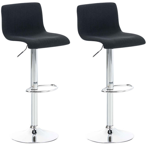 Bar Stool Set of 2, Adjustable and Swivelling - Black
