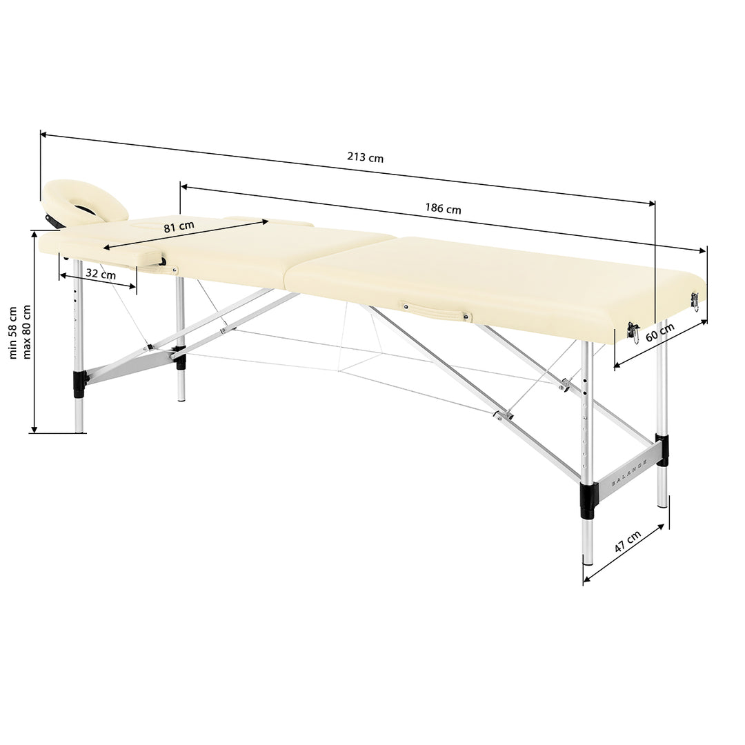 Folding Massage Table Balance 2 Zones - Cream