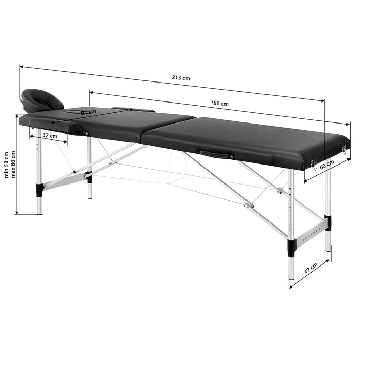 Folding Massage Table Balance 2 Zones - Black