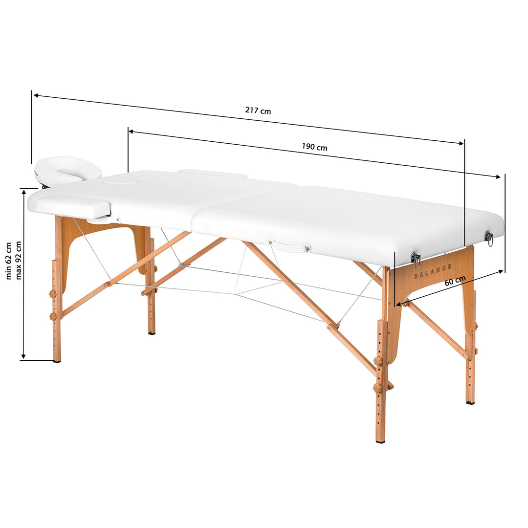 Folding Massage Table Balance 2 Zones - White