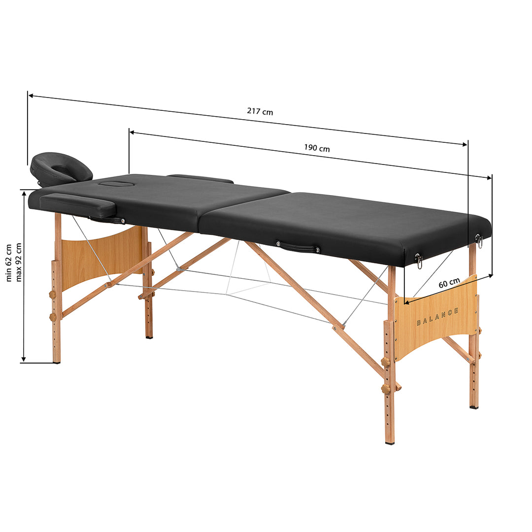 Folding Massage Table Balance, 2 Zones - Black