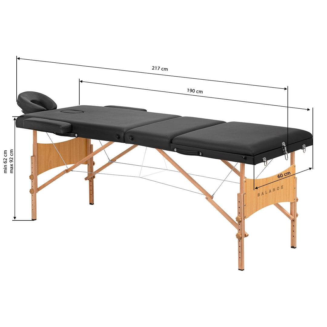 Folding Massage Table Balance, 3 Zones - Black