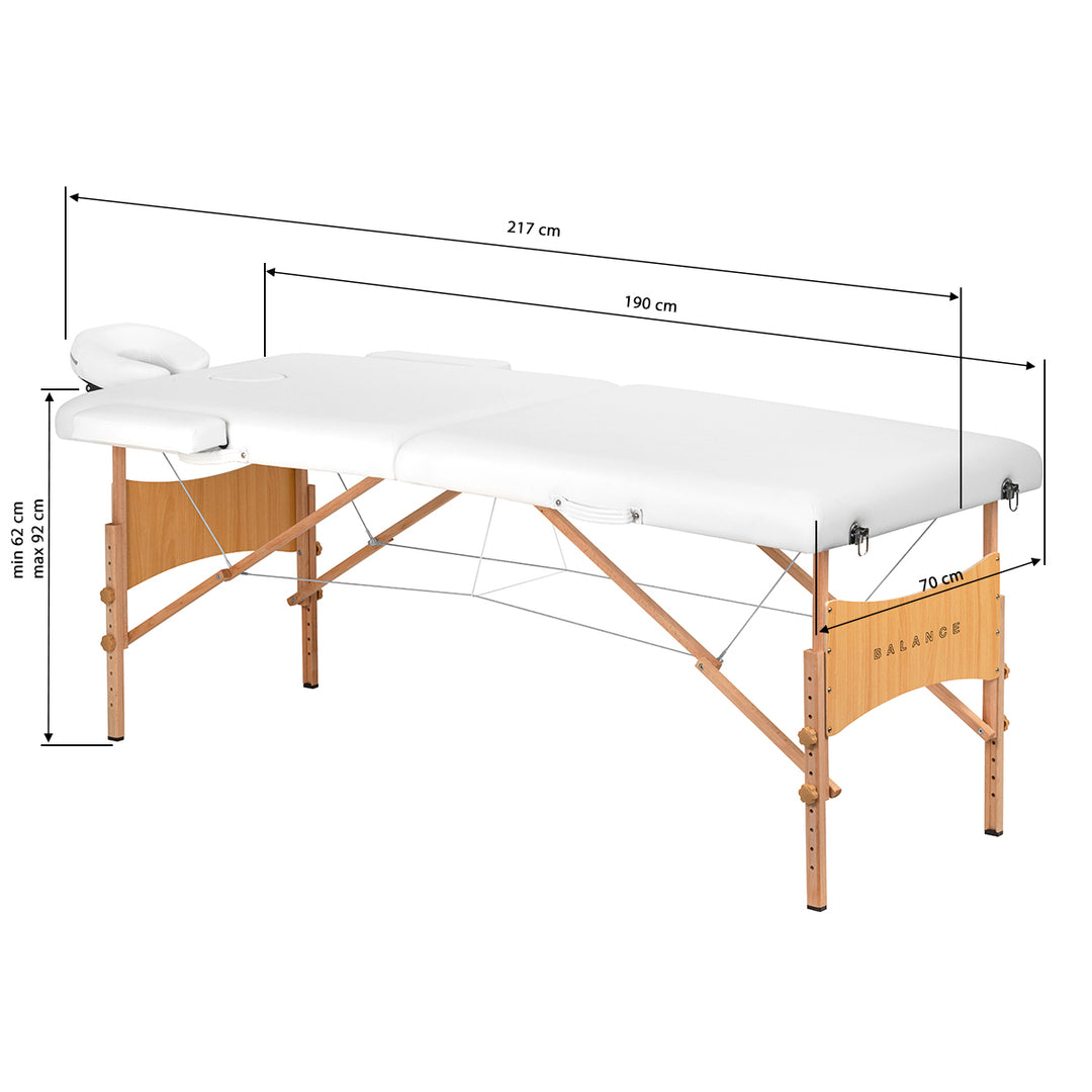 Folding Massage Table Balance Lux, 2 Sections - White