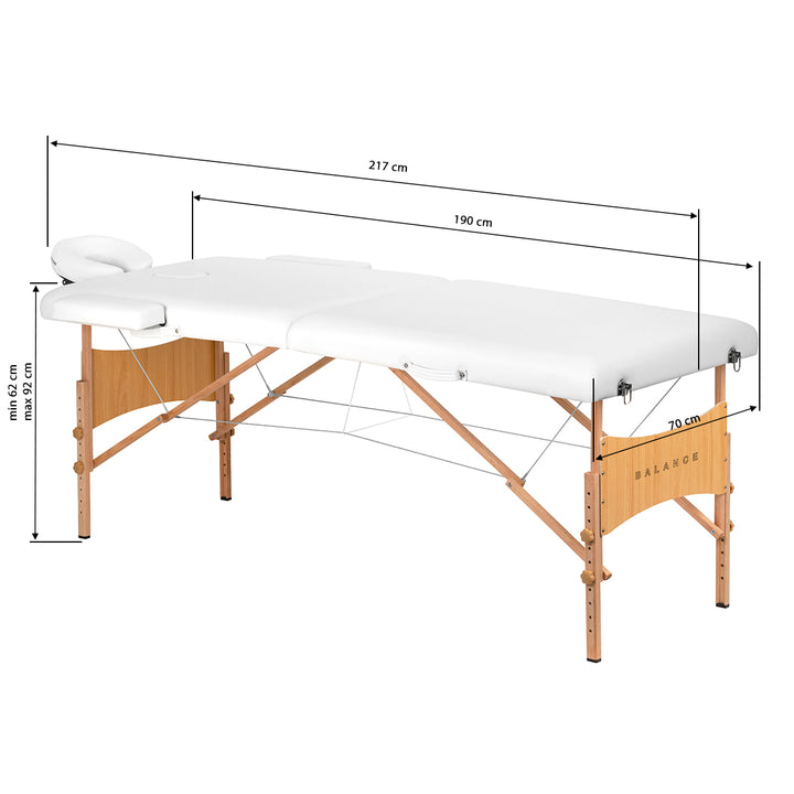 Folding Massage Table Balance Lux, 2 Sections - White