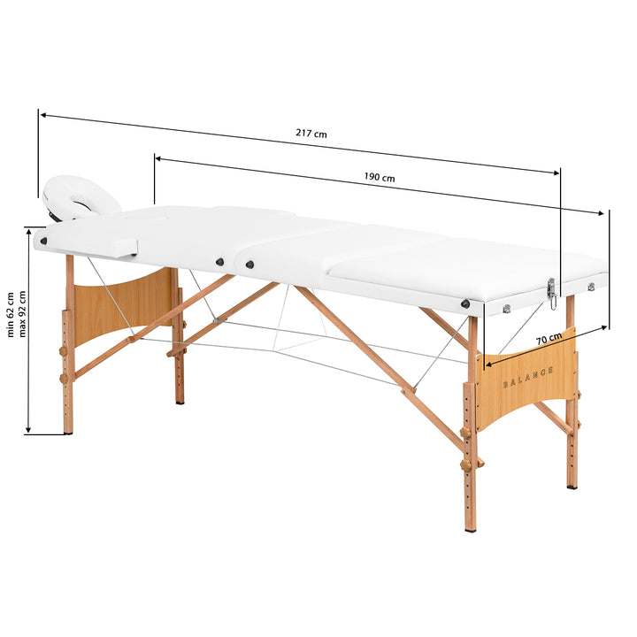 Folding Massage Table Balance Lux, 3 Sections - White