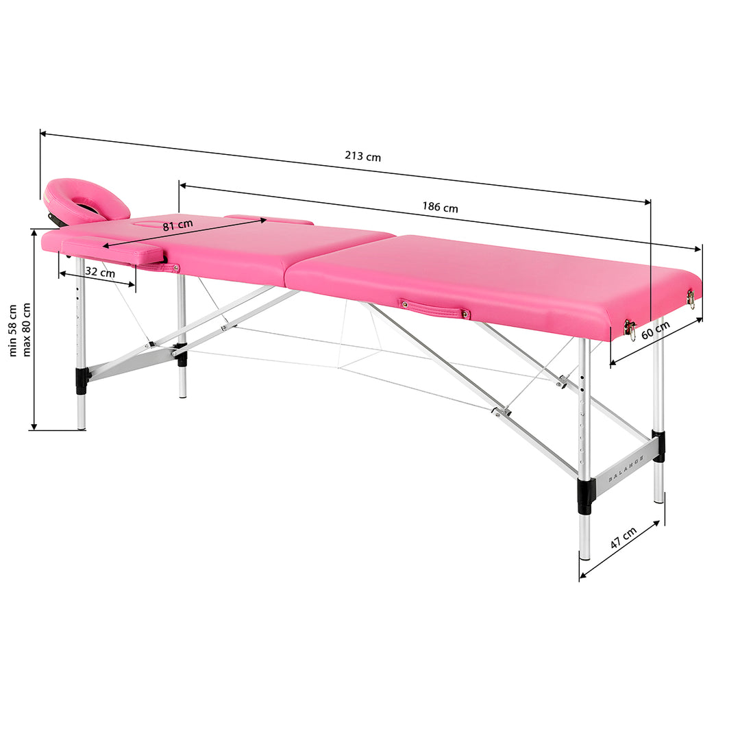 Folding Aluminium Massage Table Balance - Pink