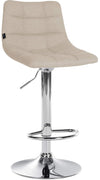 Bar Stool with Backrest, Adjustable, Swivelling - Cream