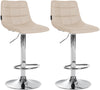 Set of 2 Bar Stools with Backrests, Adjustable, Swivelling - Cream