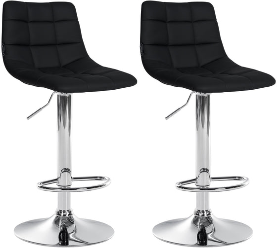 Set of 2 Bar Stools, Adjustable and Swivelling - Black