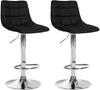 Set of 2 Bar Stools, Adjustable and Swivelling - Black
