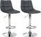Set of 2 Bar Stools with Backrests, Adjustable, Swivelling - Grey