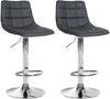 Set of 2 Bar Stools with Backrests, Adjustable, Swivelling - Grey