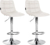 Set of 2 Bar Stools, Adjustable and Swivelling - White