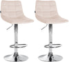 Set of 2 Bar Stools with Backrests, Adjustable and Swivelling - Beige