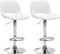 Set of 2 Bar Stools with Backrest, Adjustable and Swivelling - White