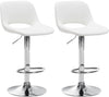 Set of 2 Bar Stools with Backrest, Adjustable and Swivelling - White