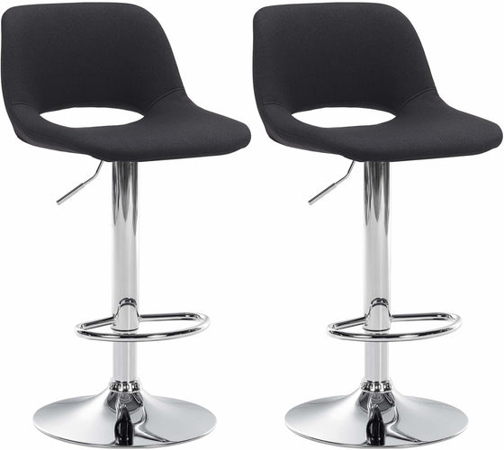 Bar Stool Set of 2, Adjustable, Swivelling - Black