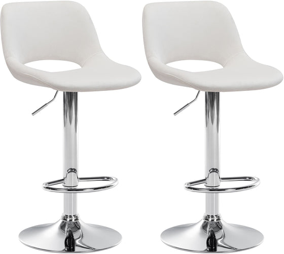 Bar Stool Set of 2, Adjustable, Swivelling - Cream