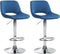 Set of 2 Bar Stools with Backrests, Adjustable and Swivelling - Blue