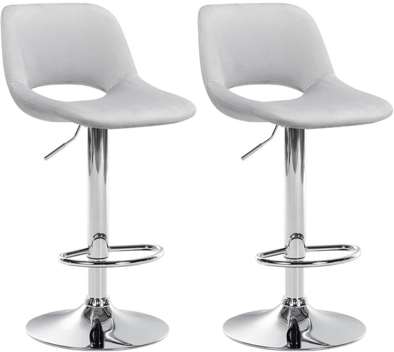 Set of 2 Bar Stools 106, Adjustable and Swivelling - Light Grey