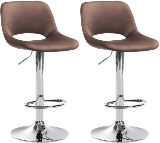 Set of 2 Bar Stools 106, Adjustable and Swivelling - Brown