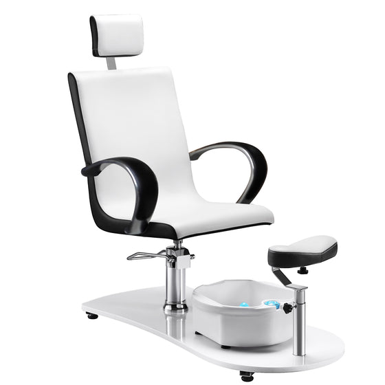 Hydraulic Pedicure Spa Chair with Massage - White and Black