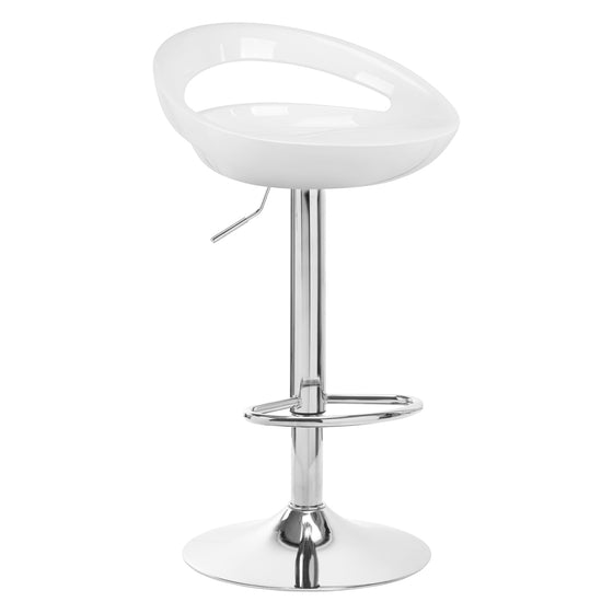Bar Stool with Backrest, Adjustable - White